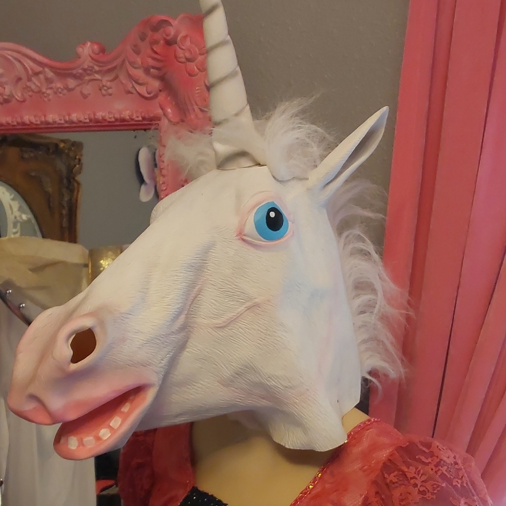 Easter Unlimited Unicorn Mask With Pink Accents.